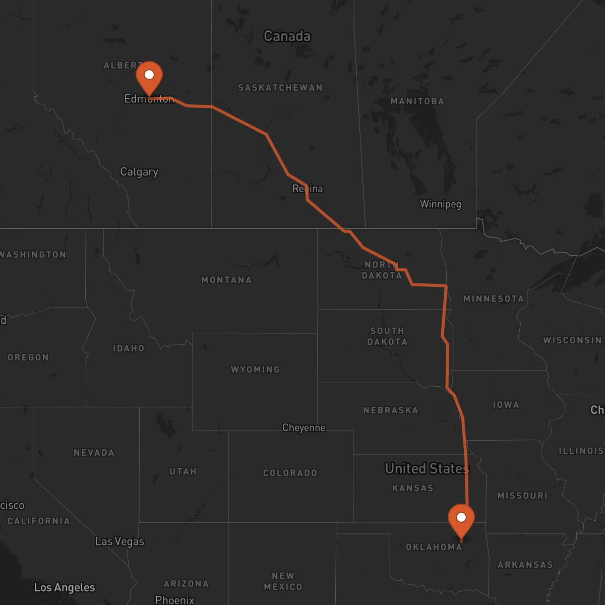 Ruta Edmonton - Tulsa