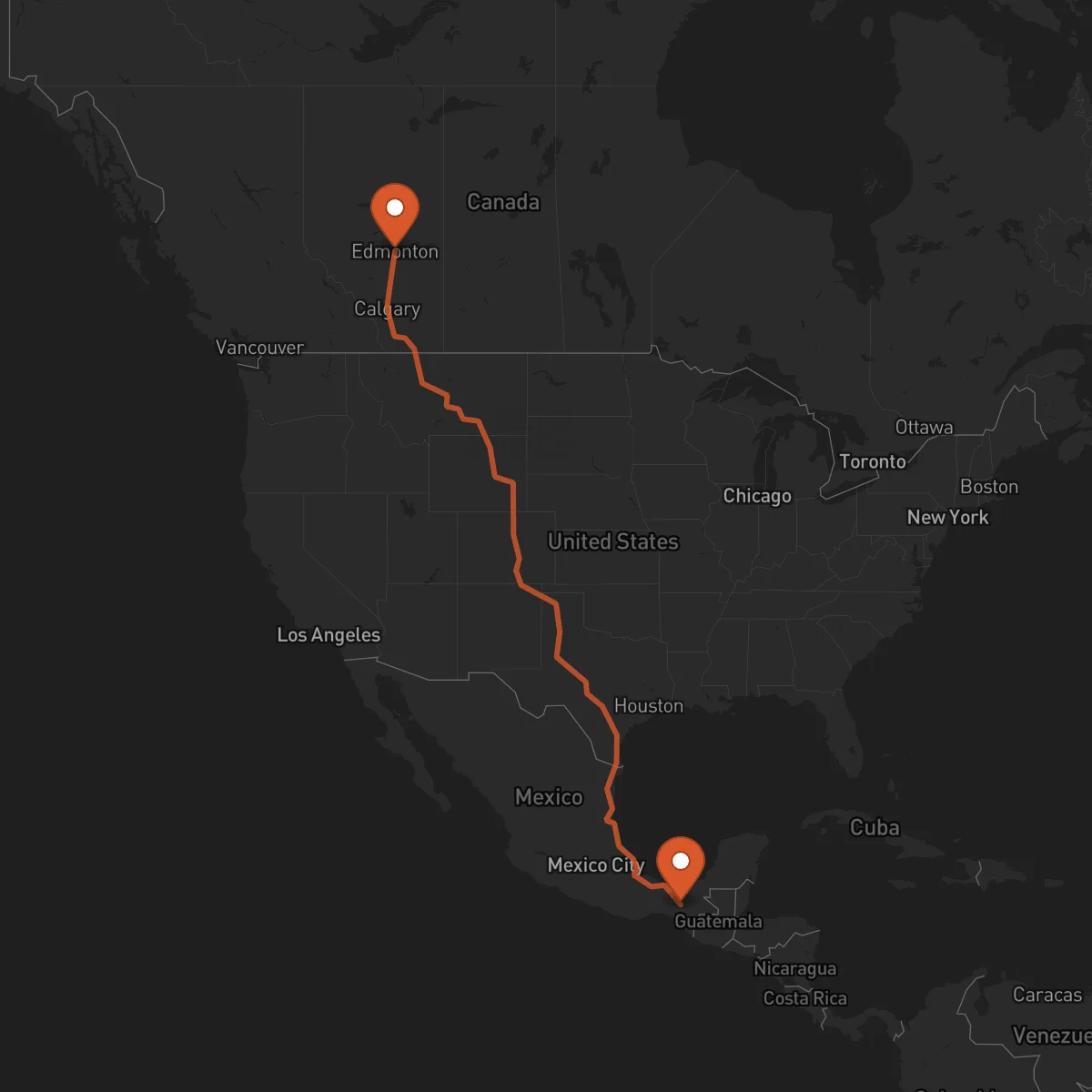 Ruta Edmonton - Tuxtla Gutiérrez