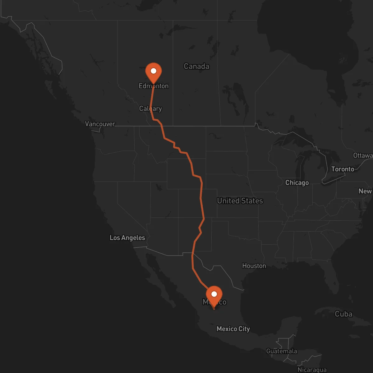 Ruta Zacatecas - Edmonton