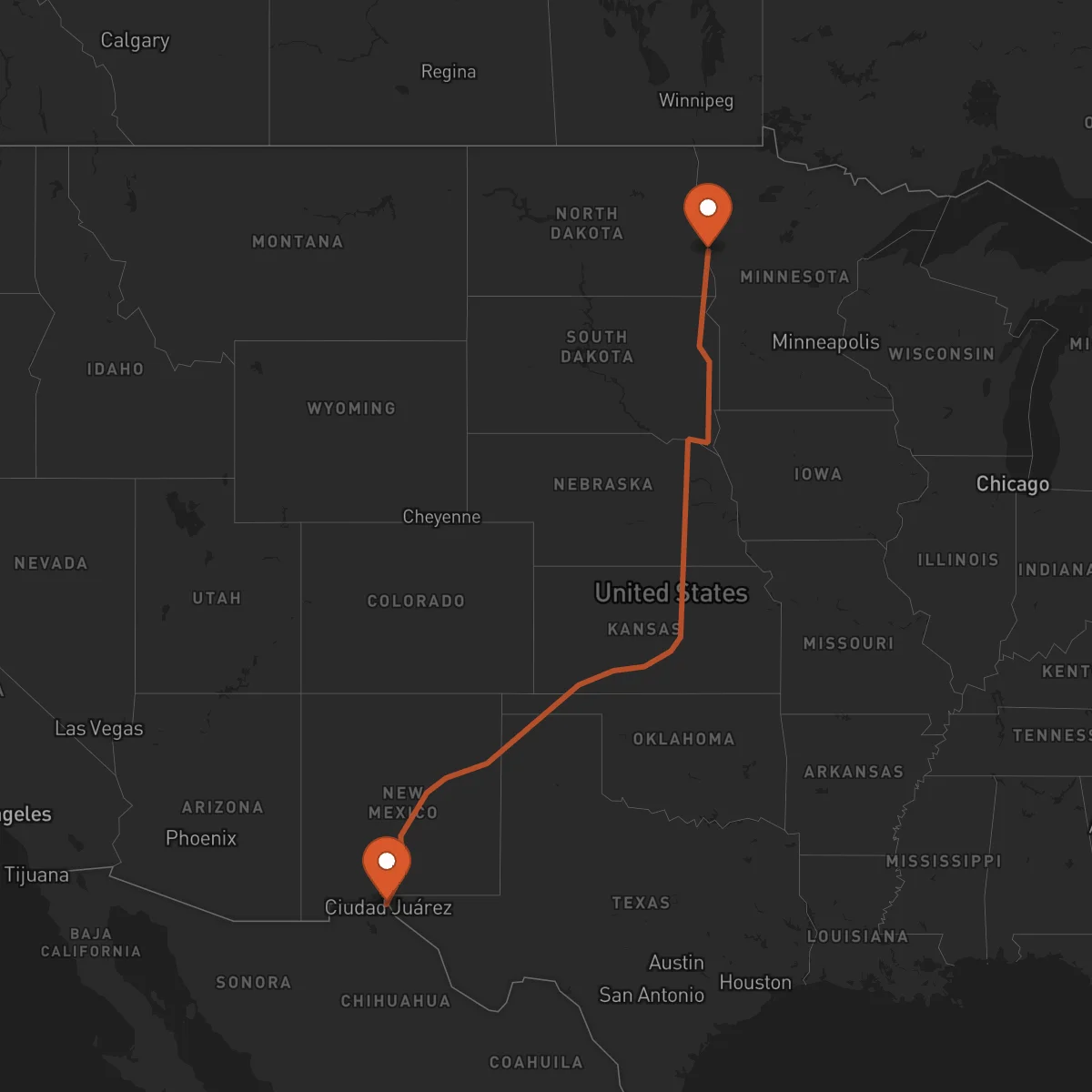 Ruta El Paso - Fargo
