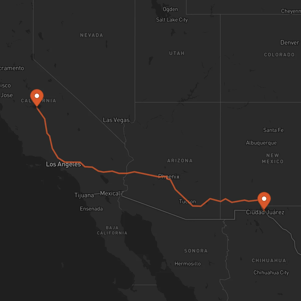 Ruta Fresno - El Paso