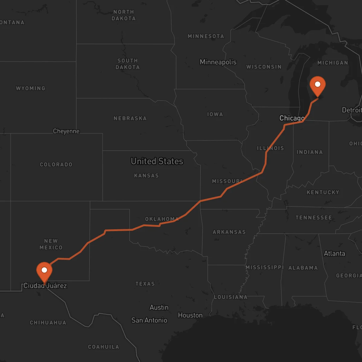 Ruta Grand Rapids - El Paso