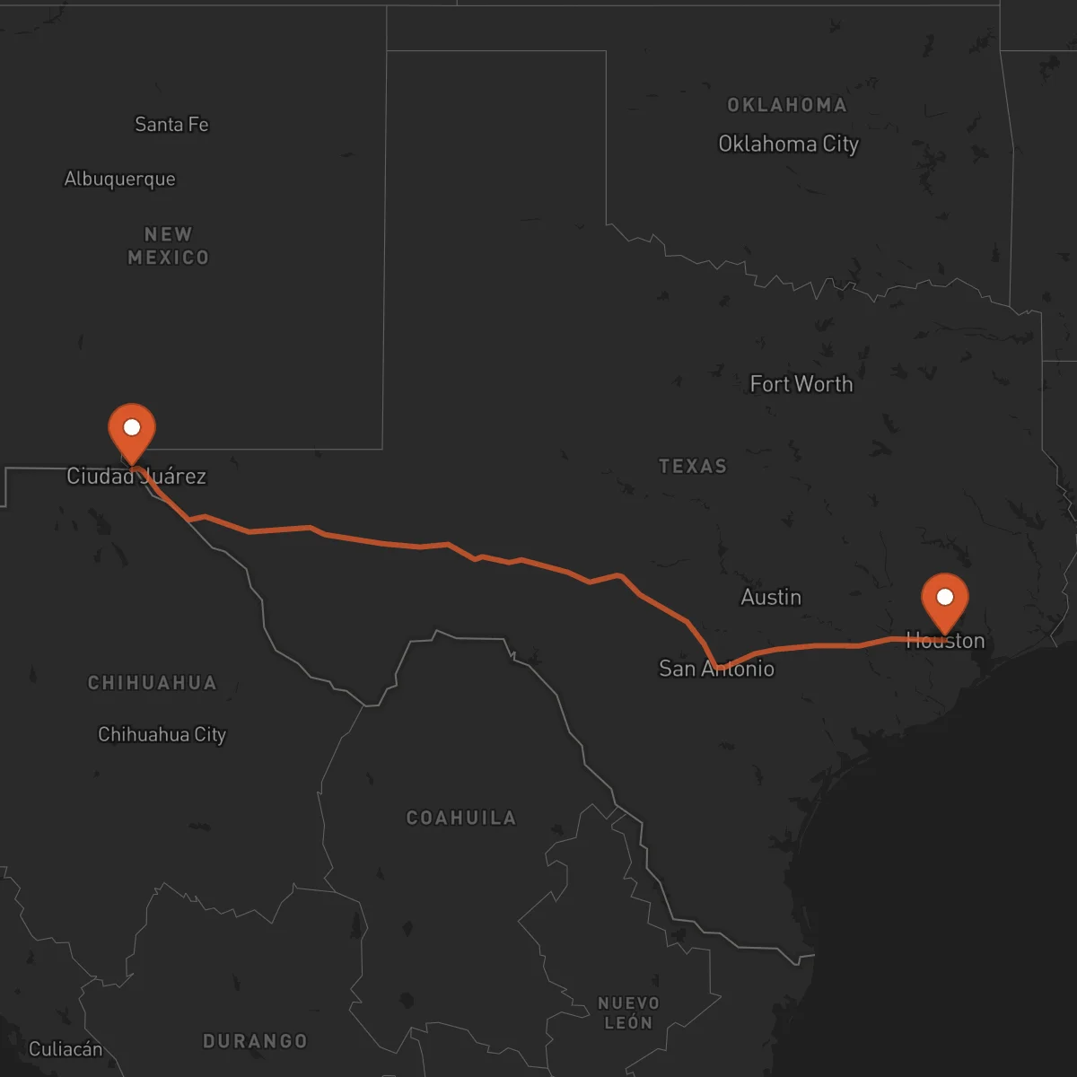 Ruta Houston - El Paso