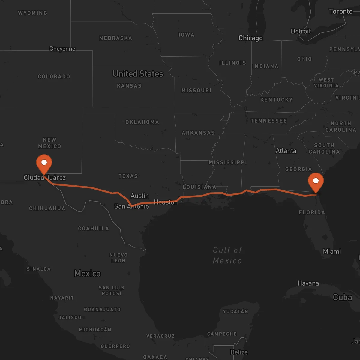 Ruta El Paso - Jacksonville
