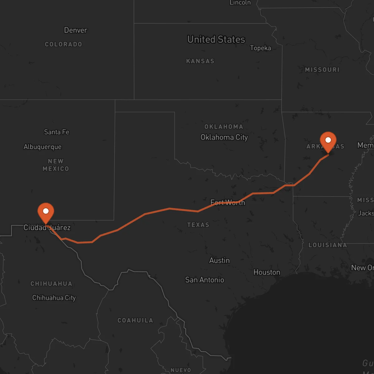 Ruta El Paso - Little Rock