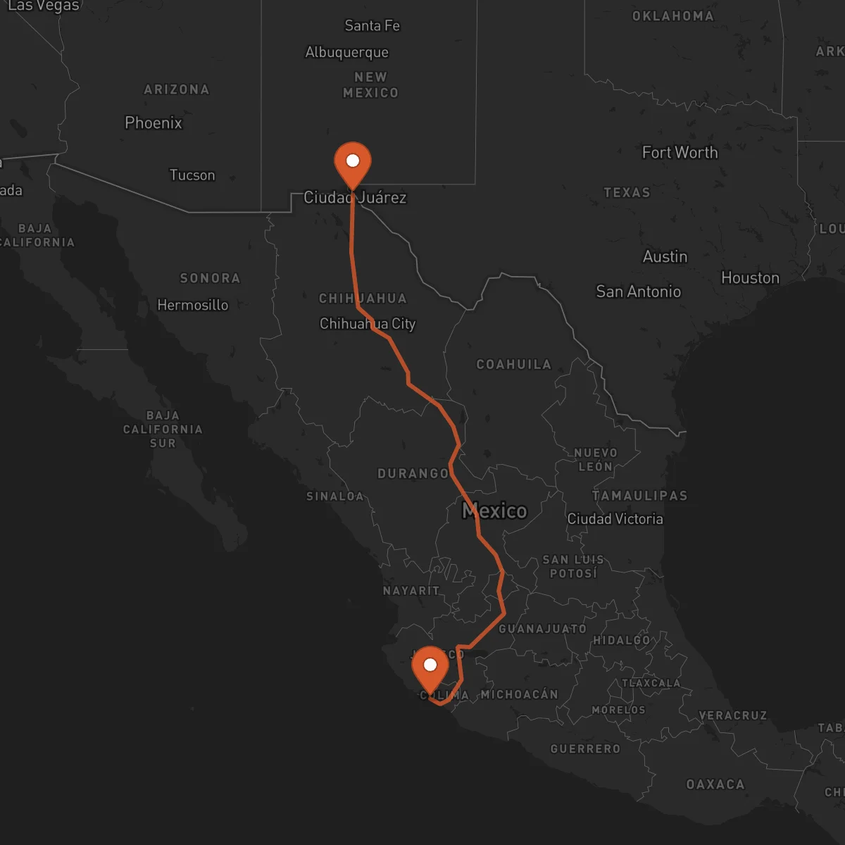 Ruta El Paso - Manzanillo