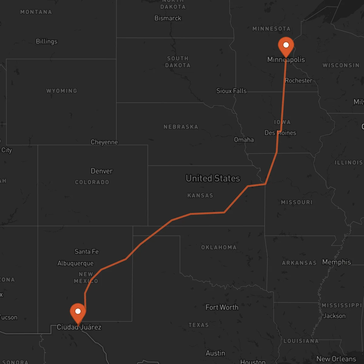 Ruta El Paso - Minneapolis