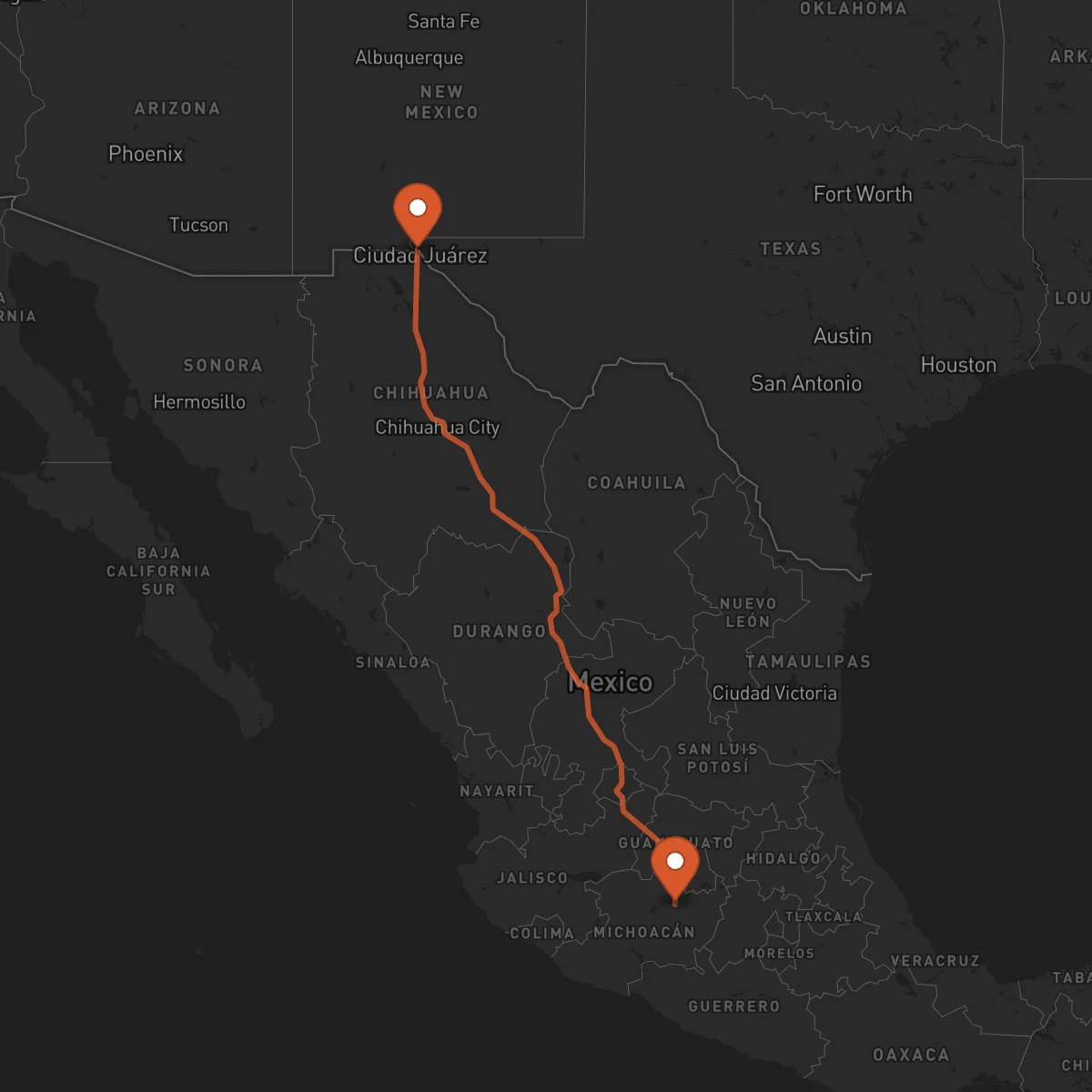 Ruta Morelia - El Paso