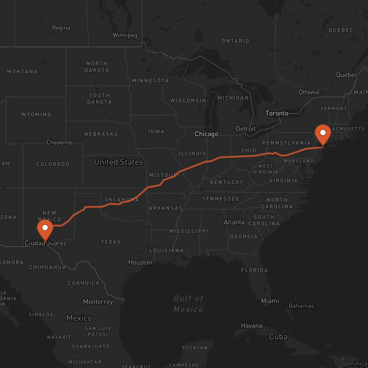 Ruta El Paso - Nueva York