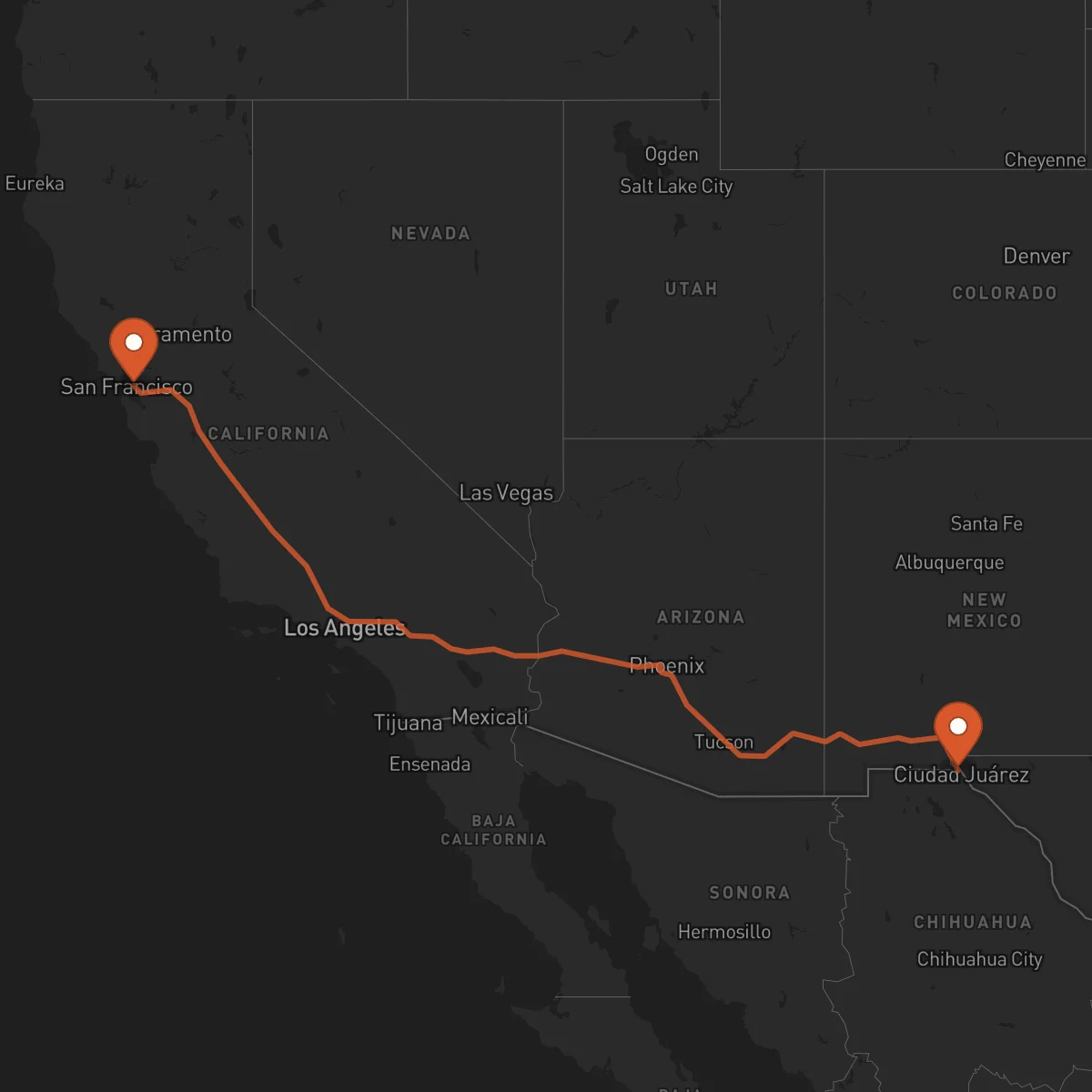 Ruta El Paso - Oakland