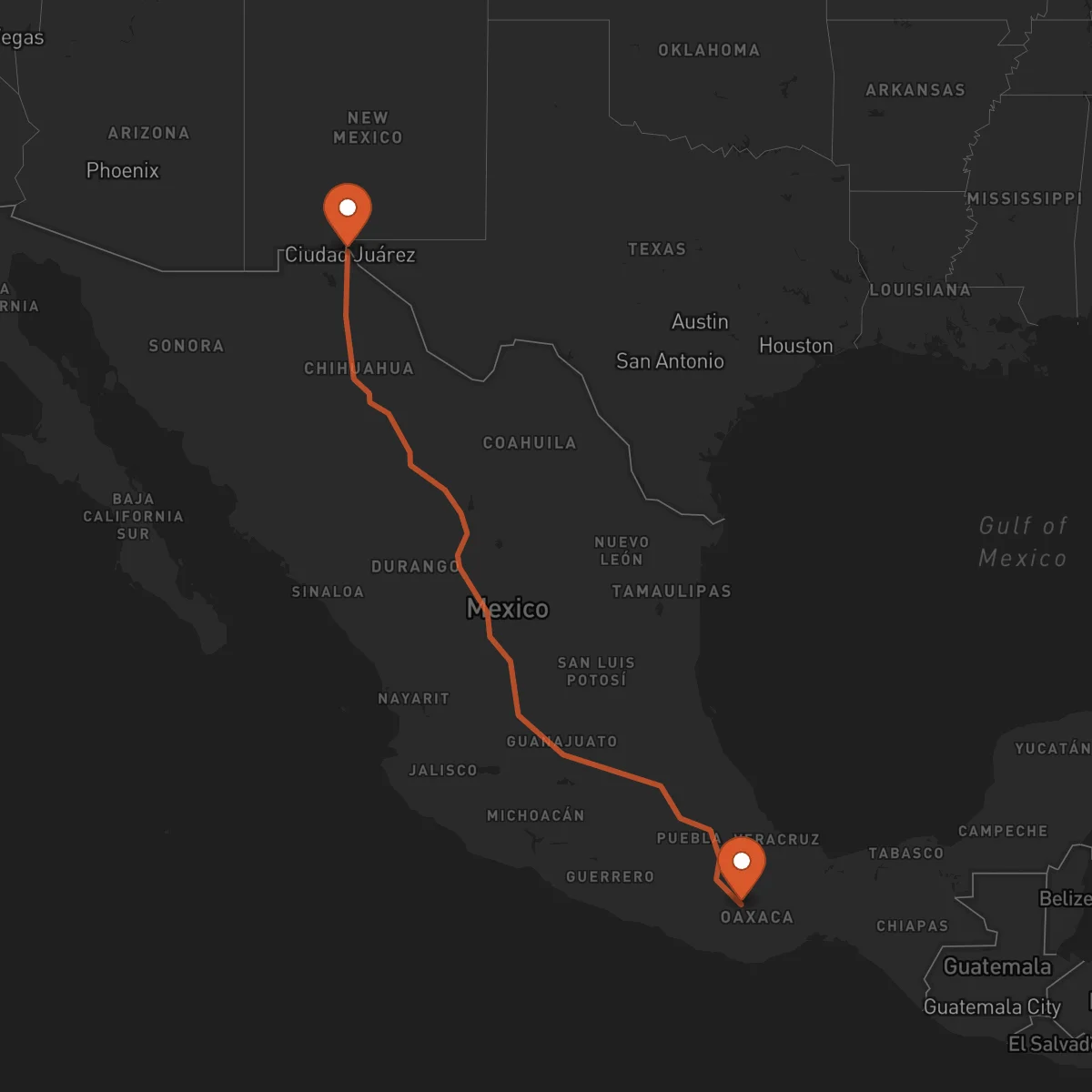 Ruta El Paso - Oaxaca de Juárez