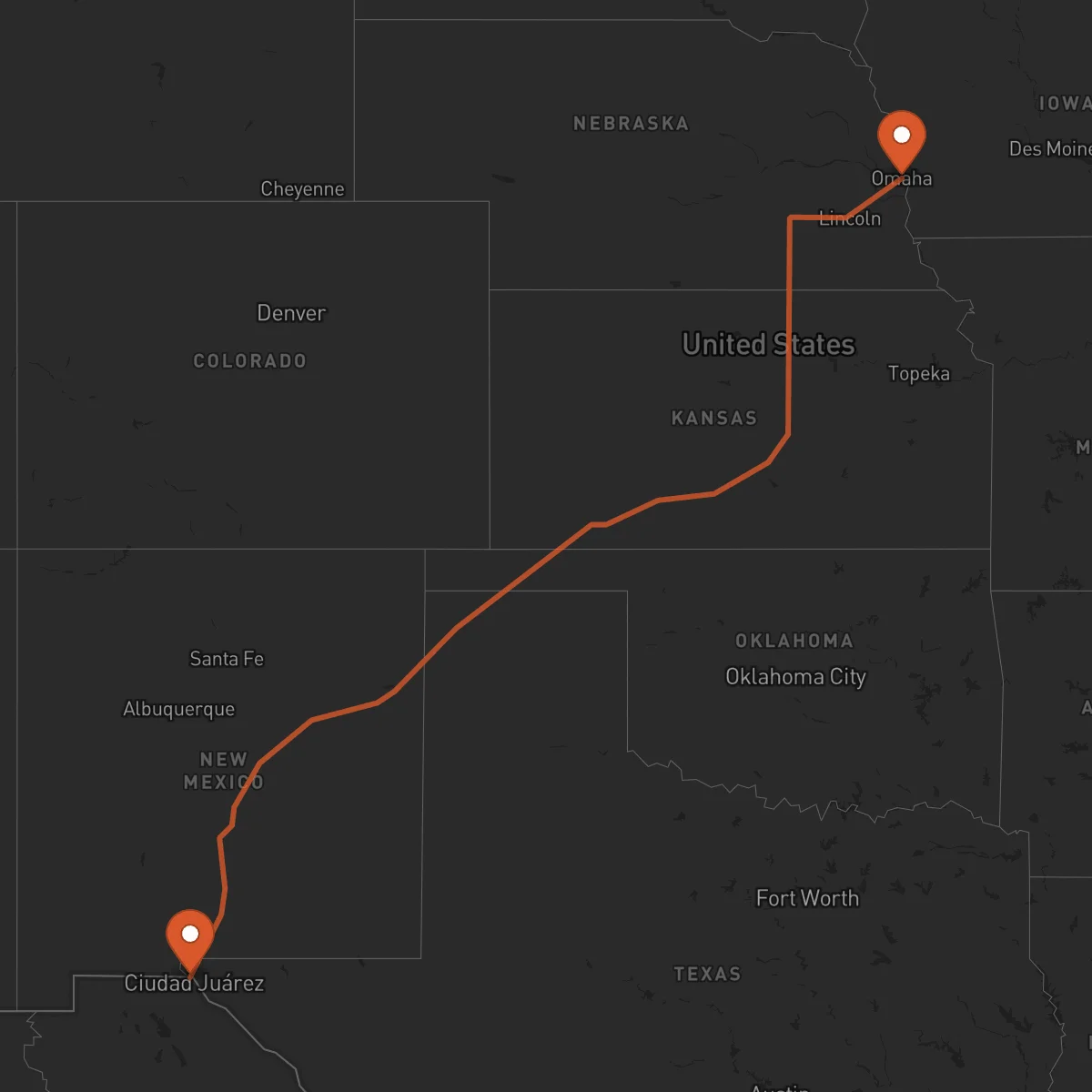 Ruta Omaha - El Paso