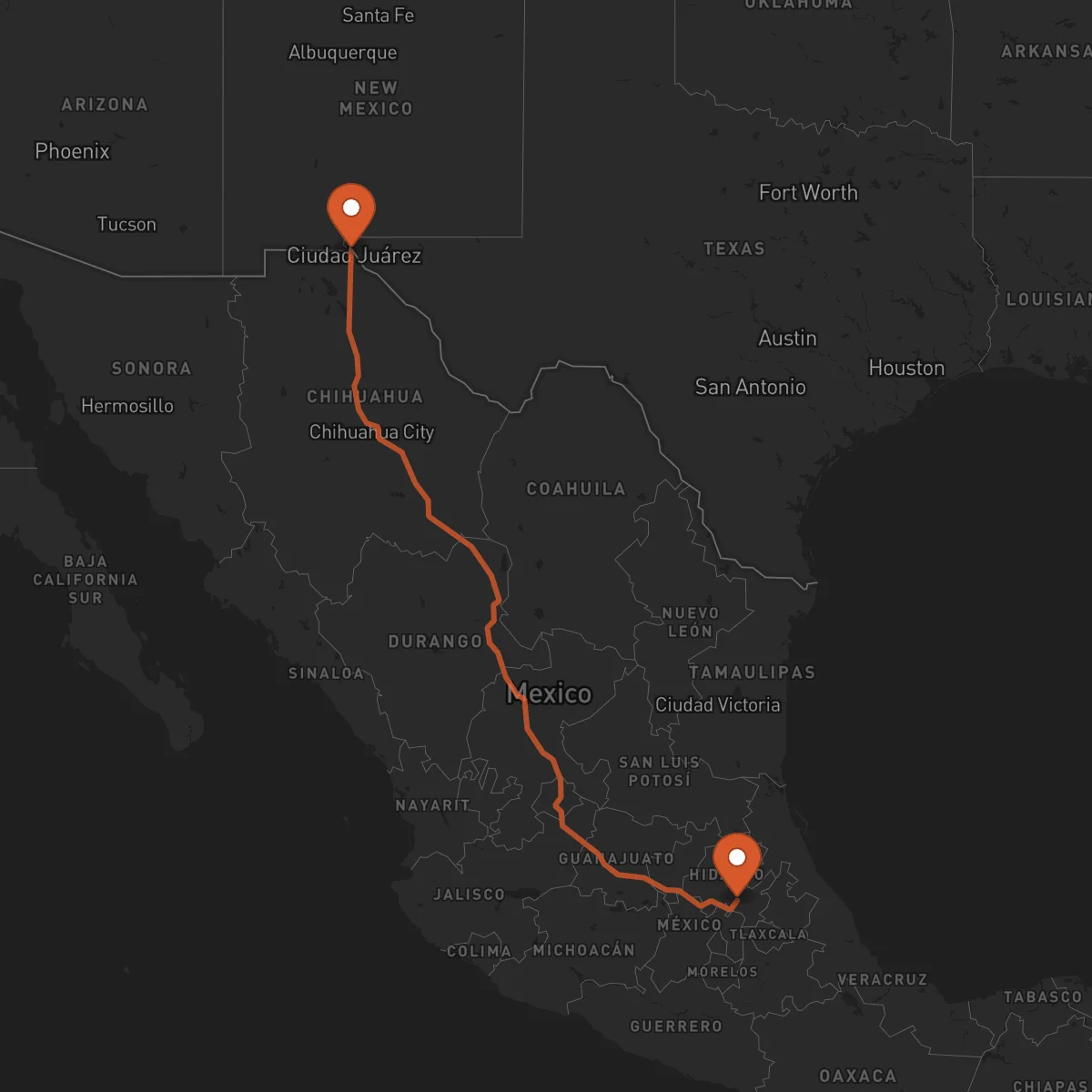 Ruta El Paso - Pachuca de Soto