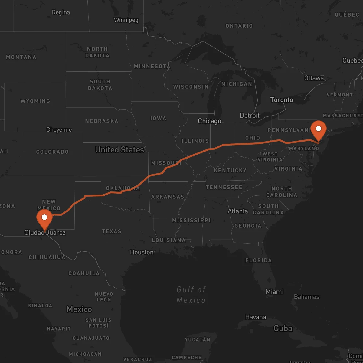 Ruta El Paso - Philadelphia