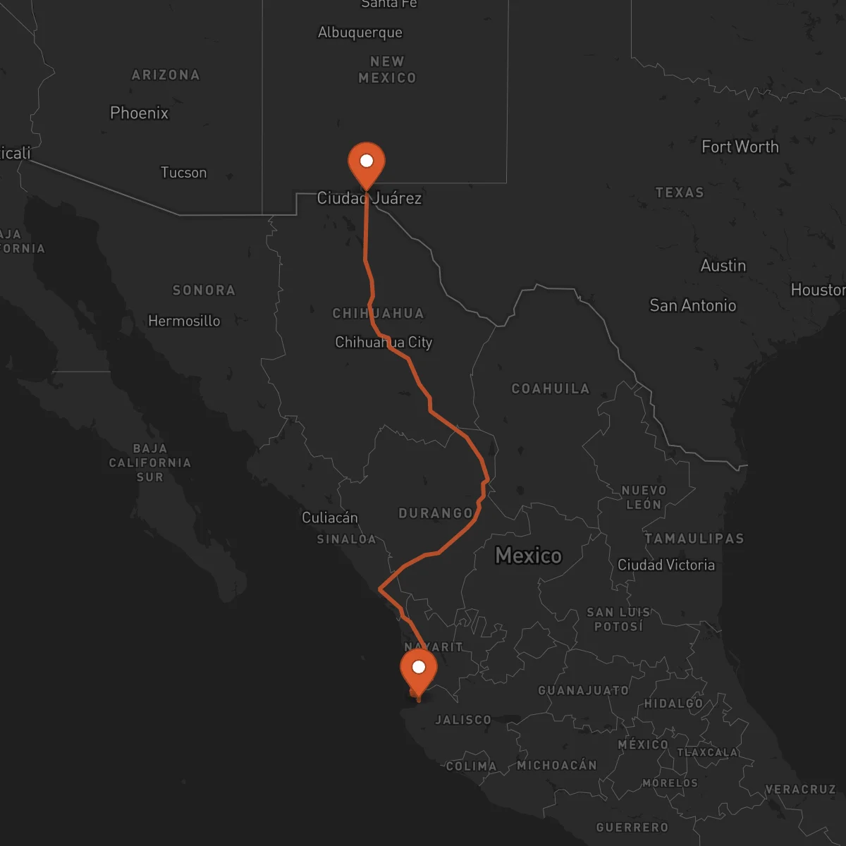 Ruta El Paso - Puerto Vallarta