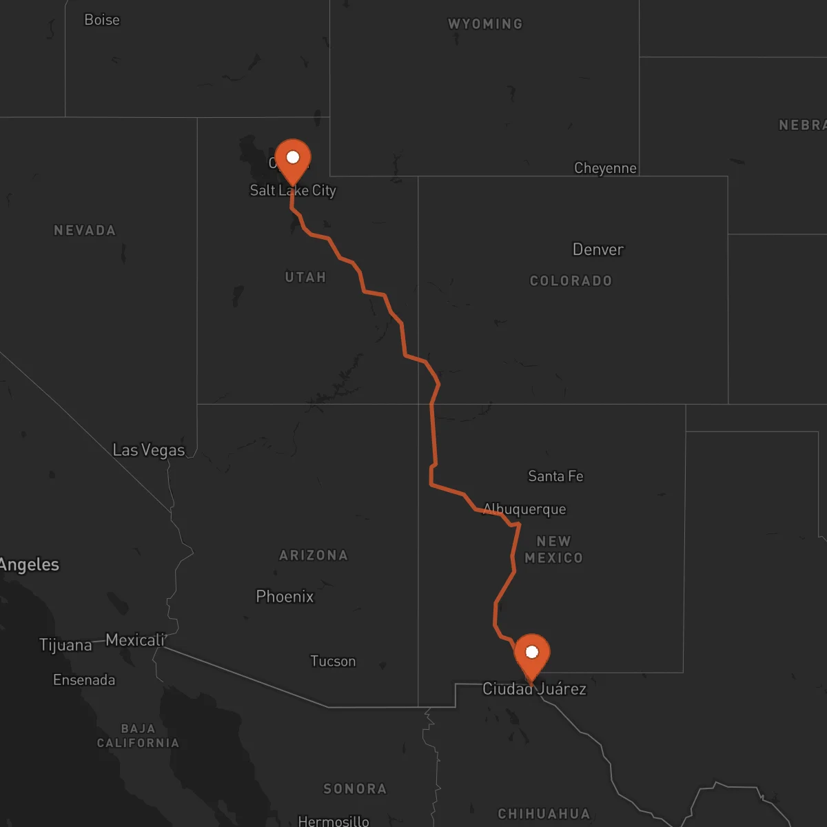 Ruta El Paso - Salt Lake City