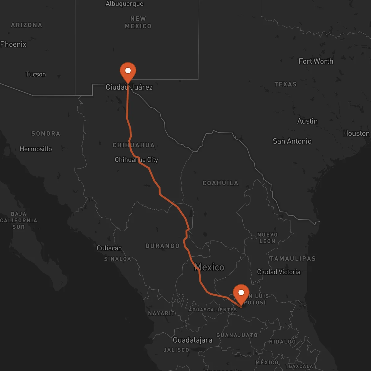 Ruta El Paso - San Luis Potosí