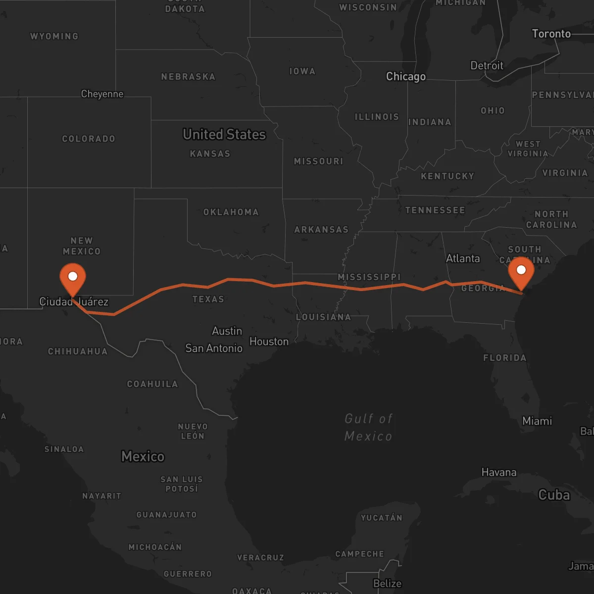 Ruta Savannah - El Paso