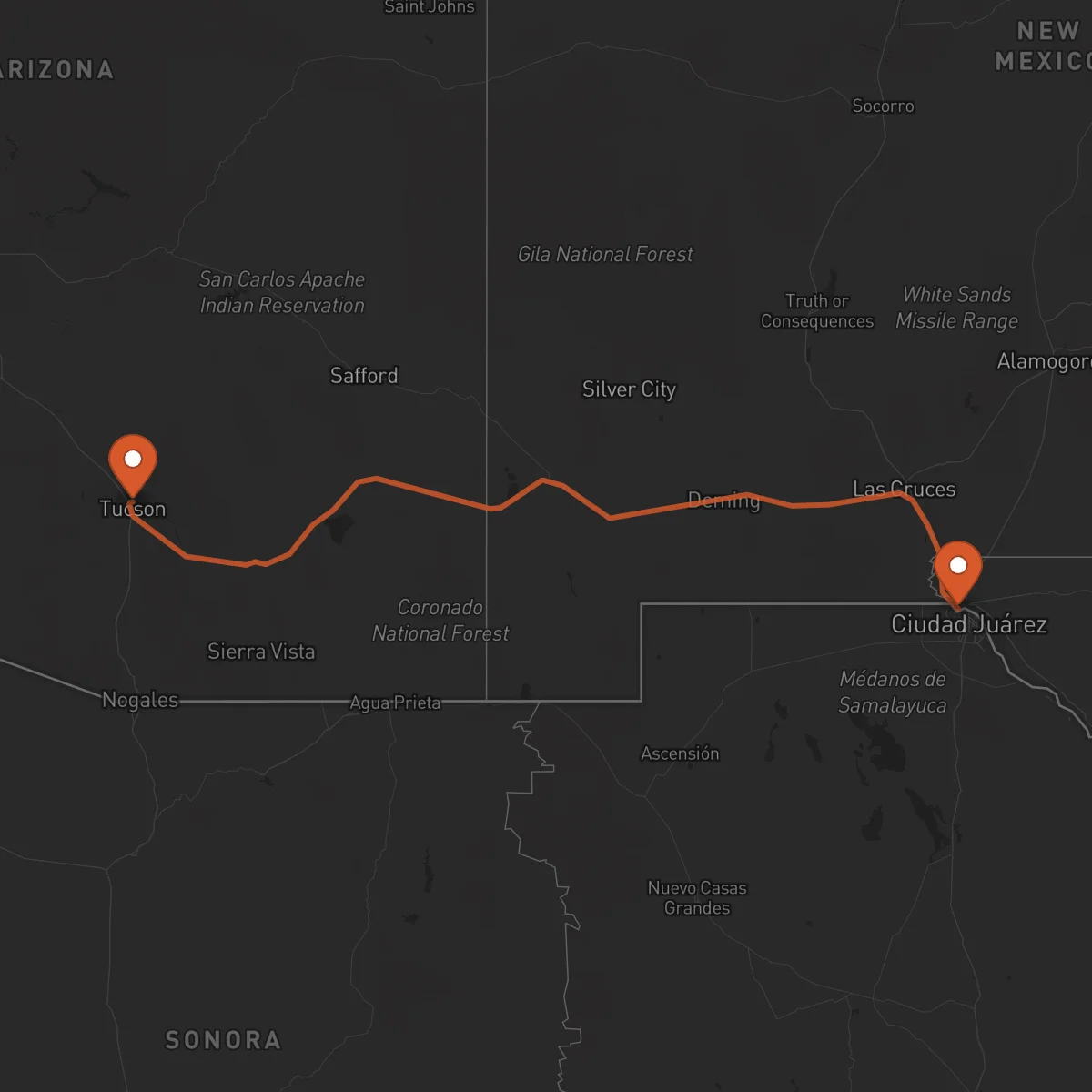 Ruta El Paso - Tucson