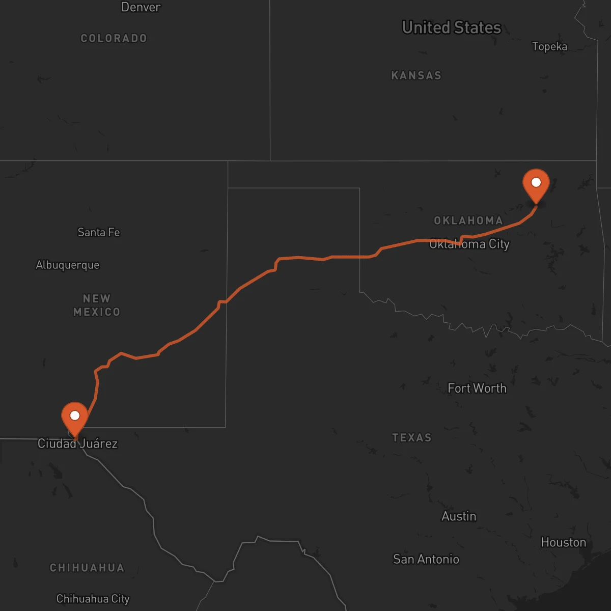 Ruta El Paso - Tulsa