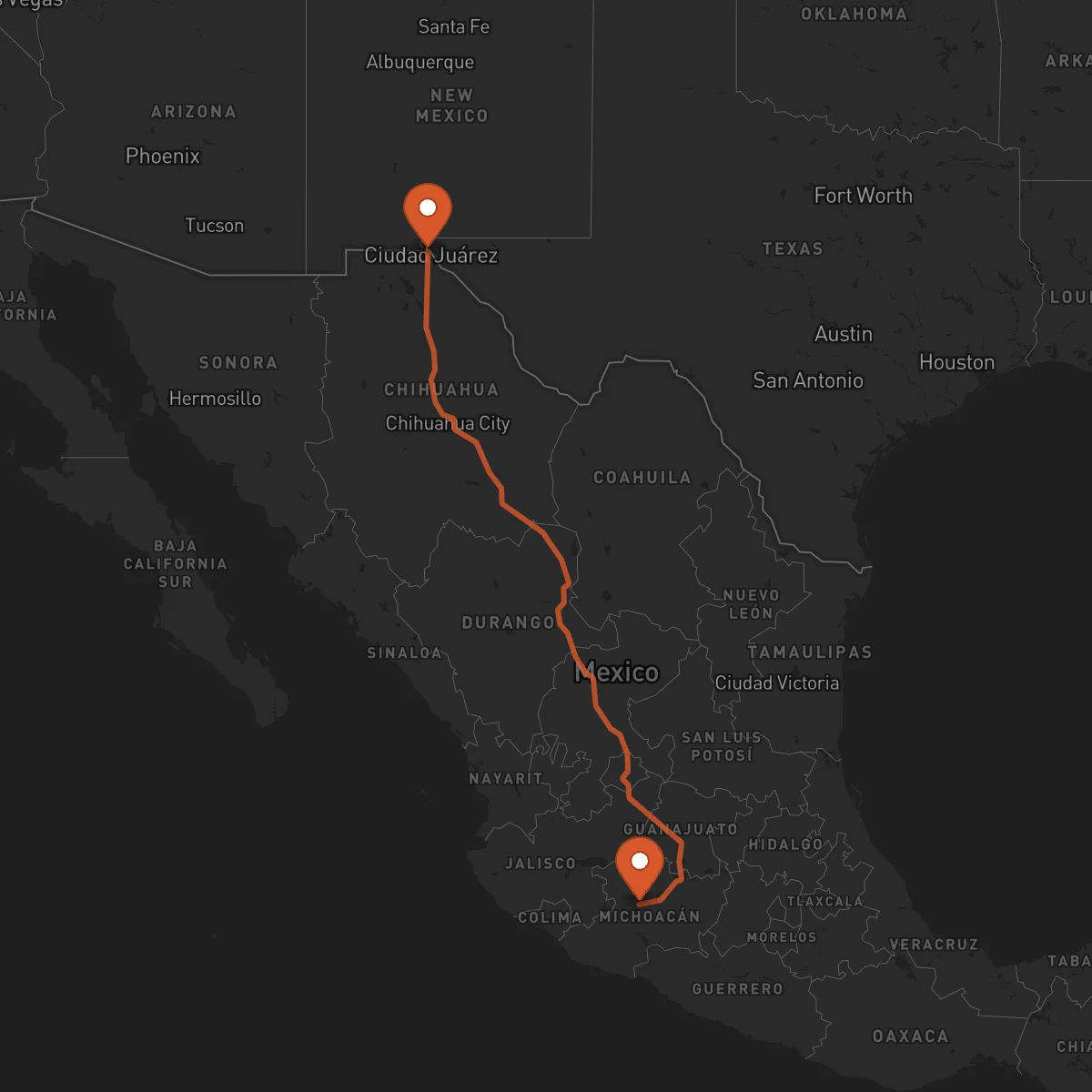 Ruta Uruapan - El Paso
