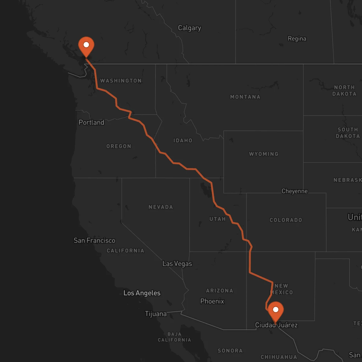 Ruta Vancouver - El Paso