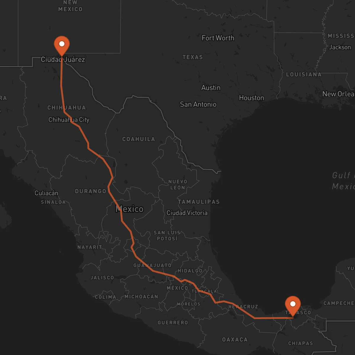 Ruta El Paso - Villahermosa