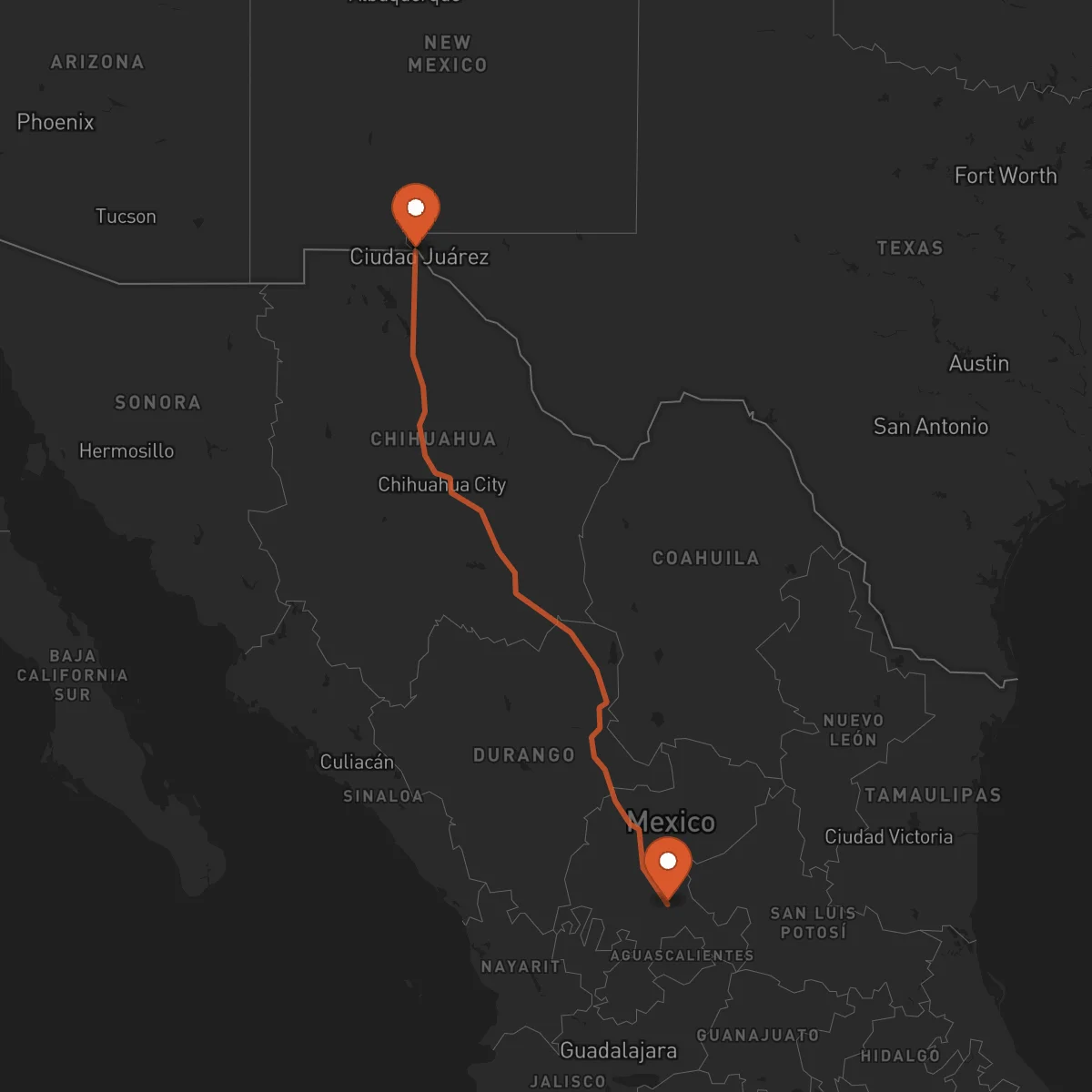 Ruta Zacatecas - El Paso