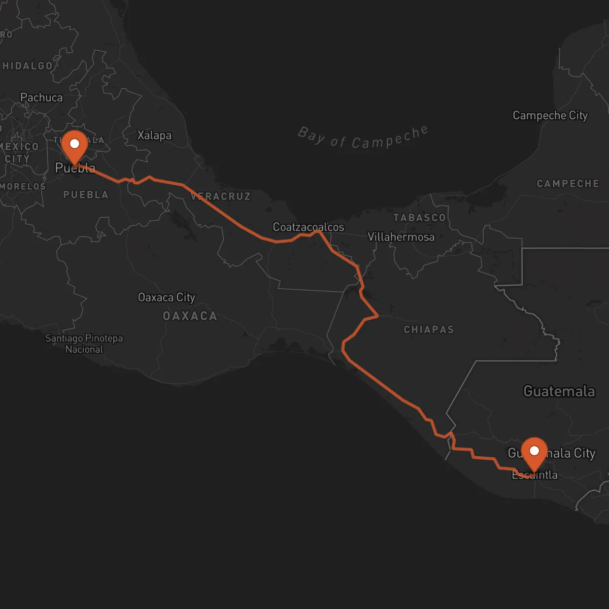 Ruta Puebla de Zaragoza - Escuintla