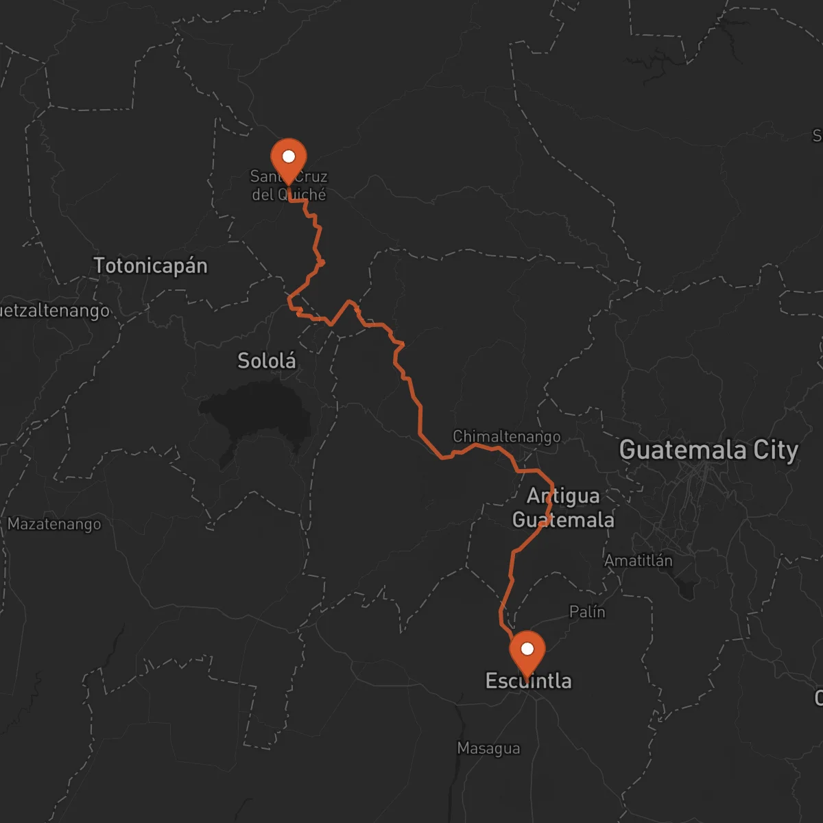 Ruta Santa Cruz del Quiché - Escuintla