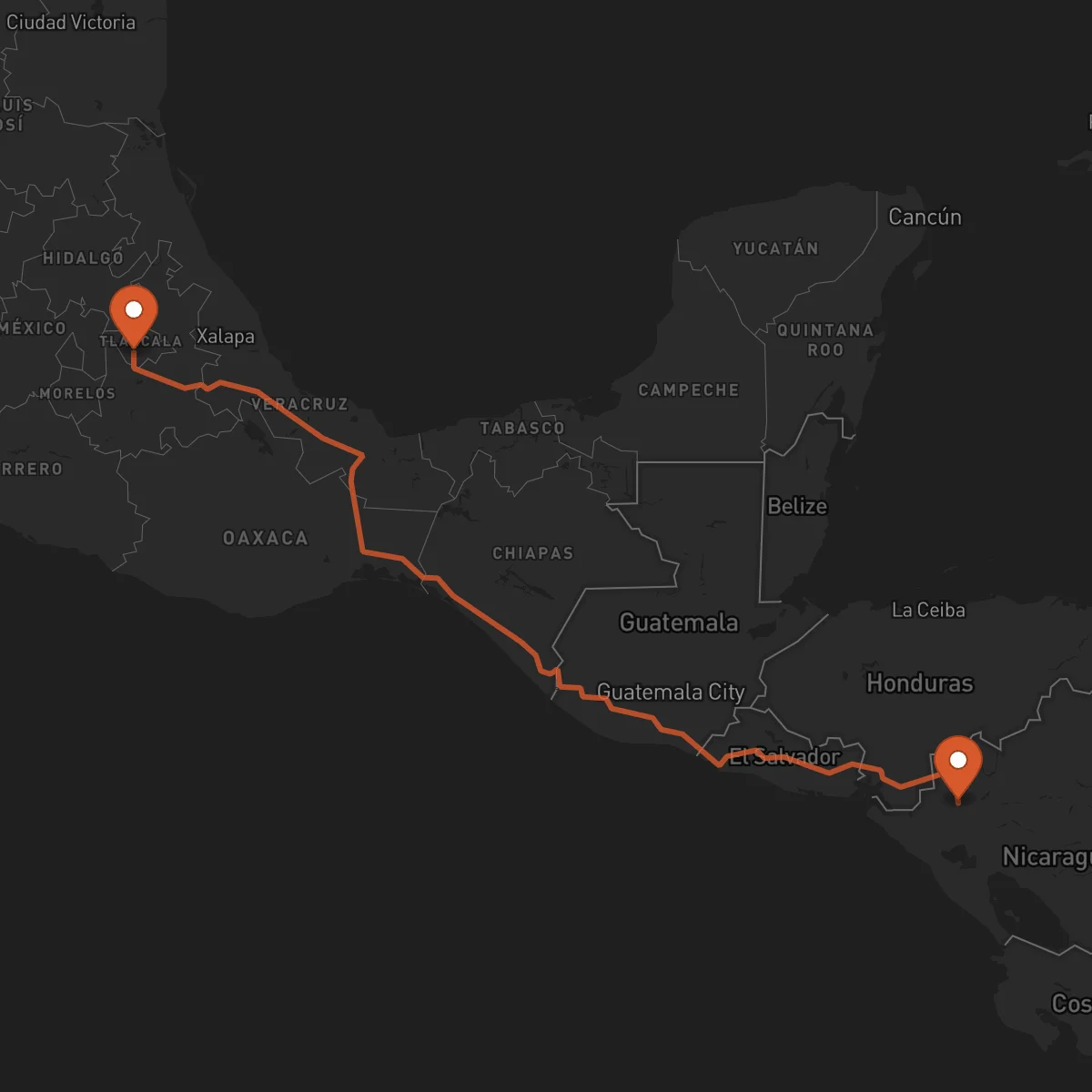 Ruta Estelí - Tlaxcala de Xicohténcatl