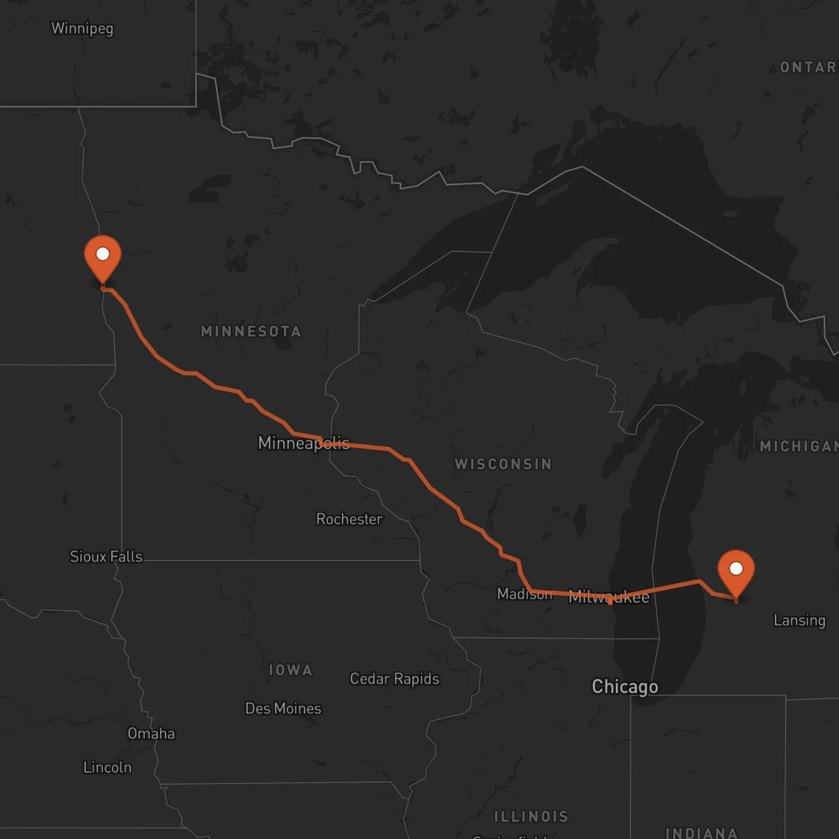 Ruta Grand Rapids - Fargo