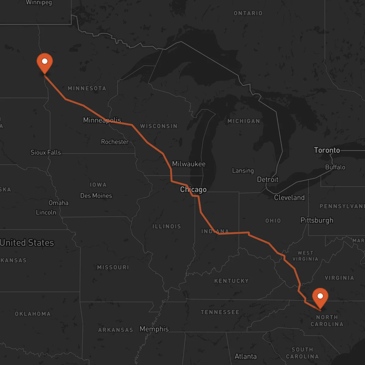 Ruta Fargo - Greensboro