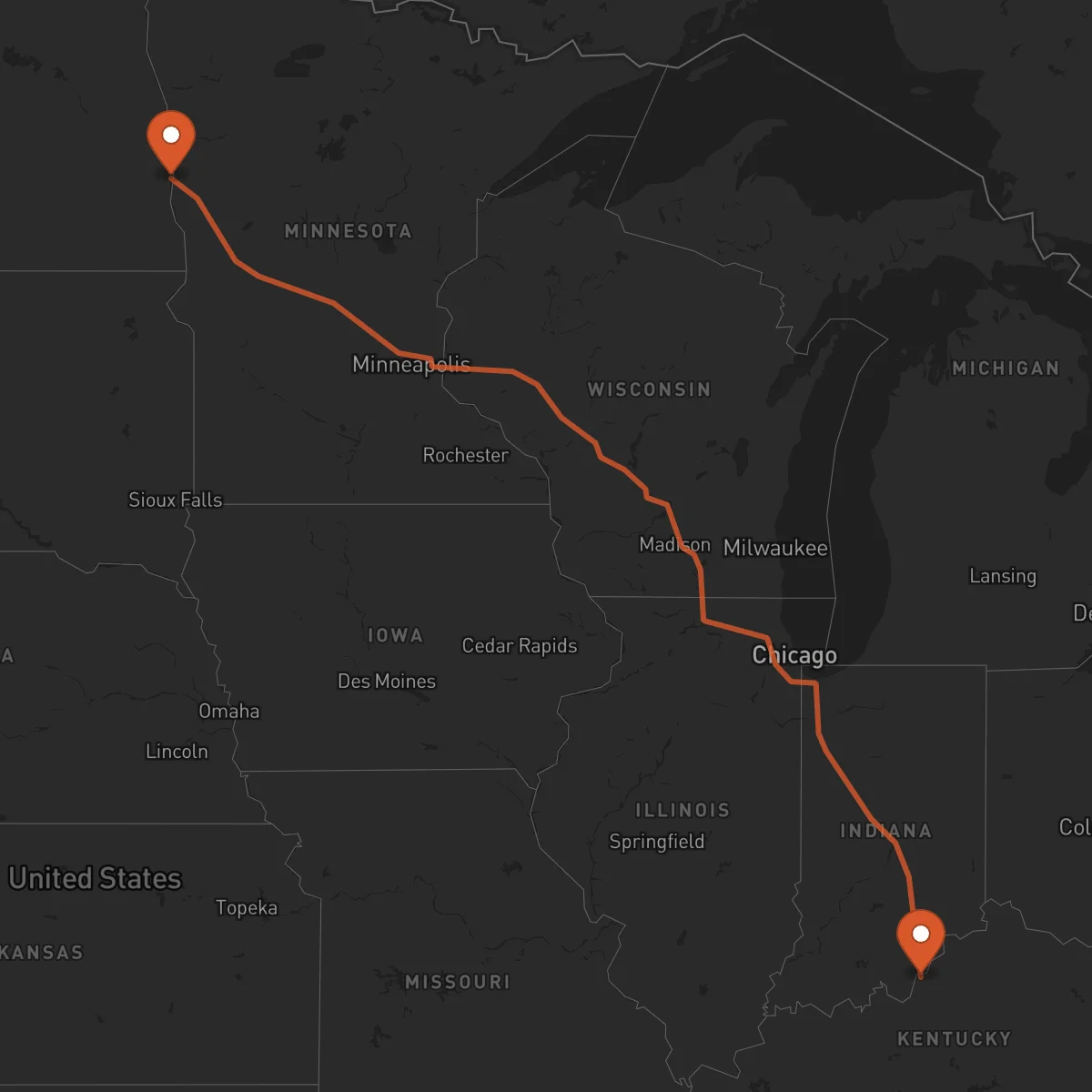 Ruta Louisville - Fargo