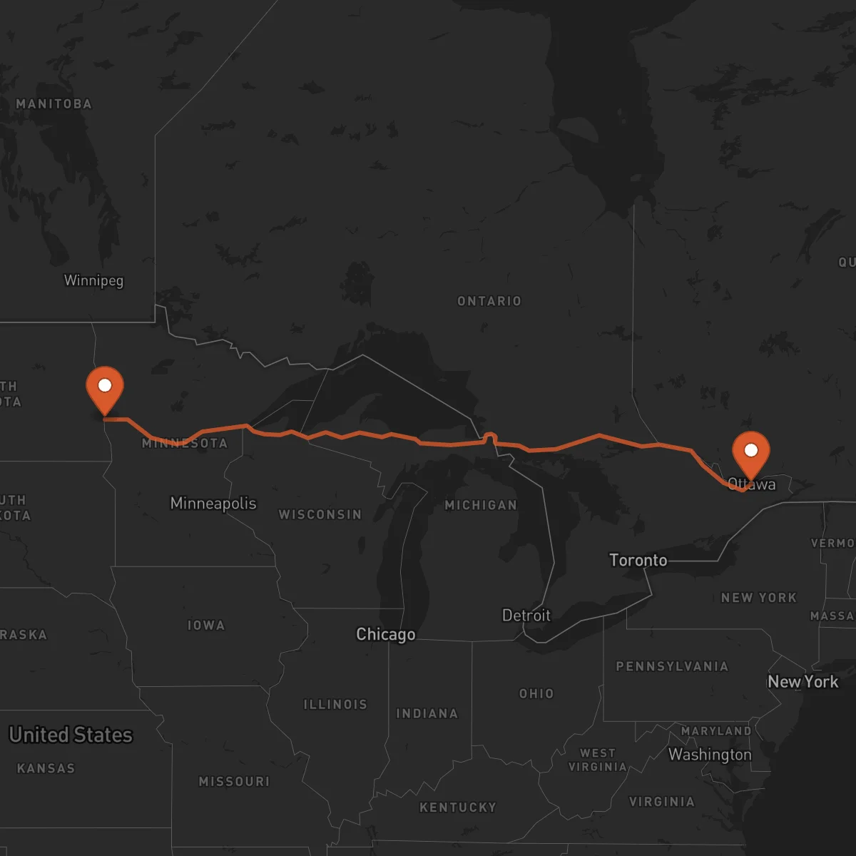 Ruta Ottawa - Fargo