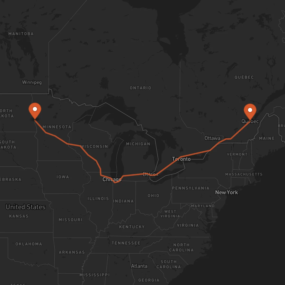 Ruta Quebec City - Fargo