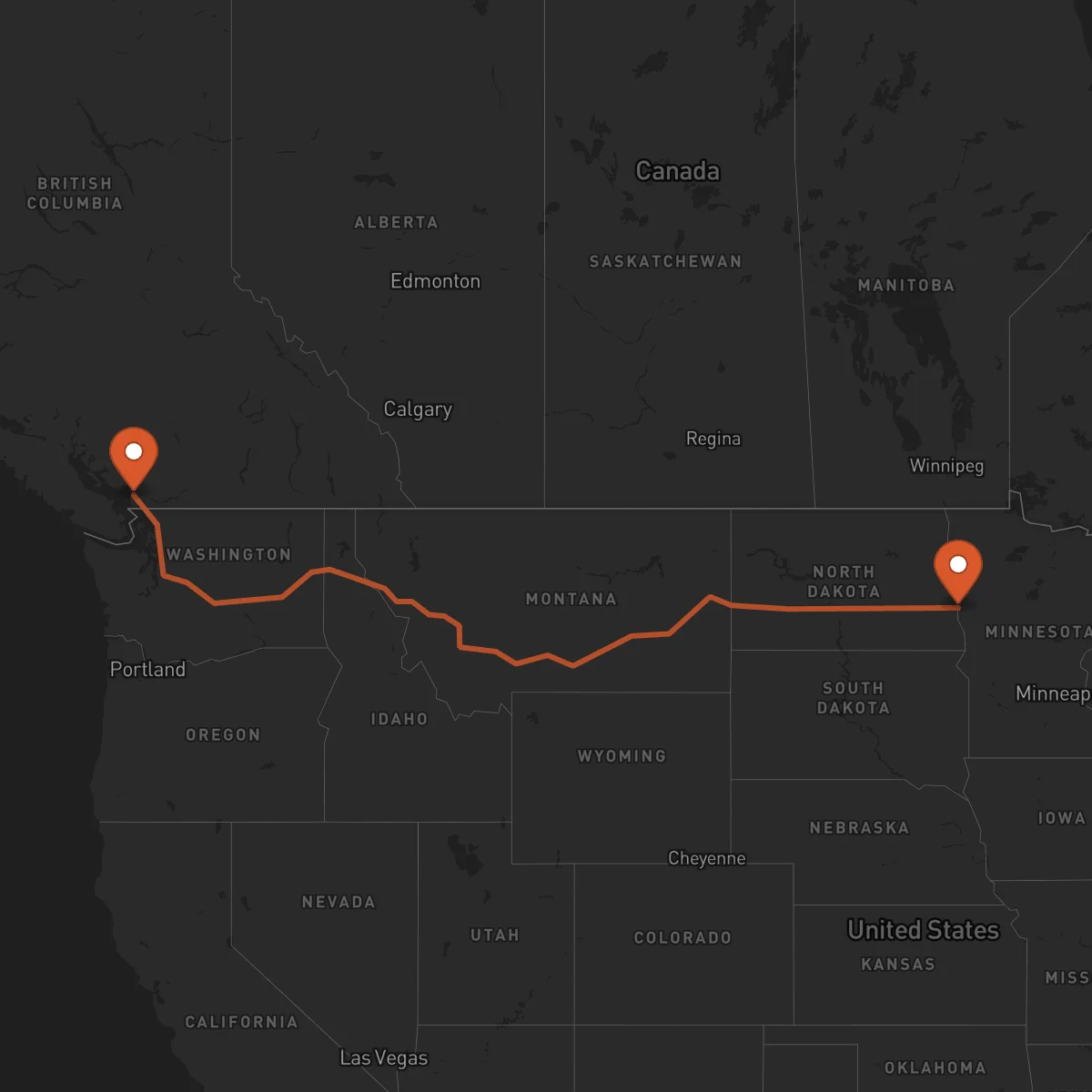 Ruta Vancouver - Fargo
