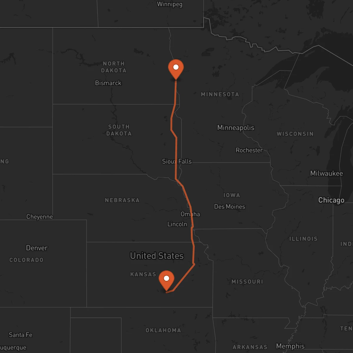 Ruta Wichita - Fargo