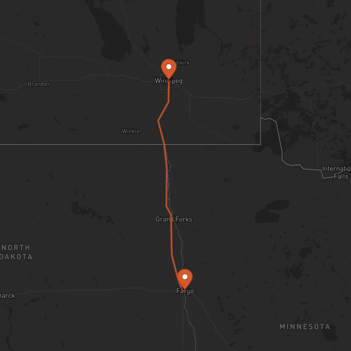 Ruta Fargo - Winnipeg