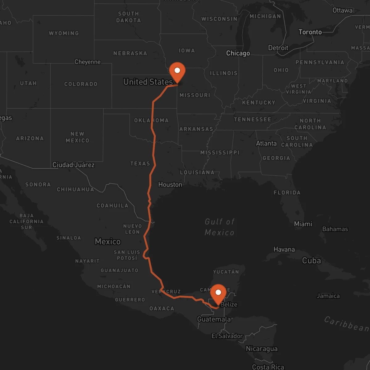 Ruta Kansas City - Flores