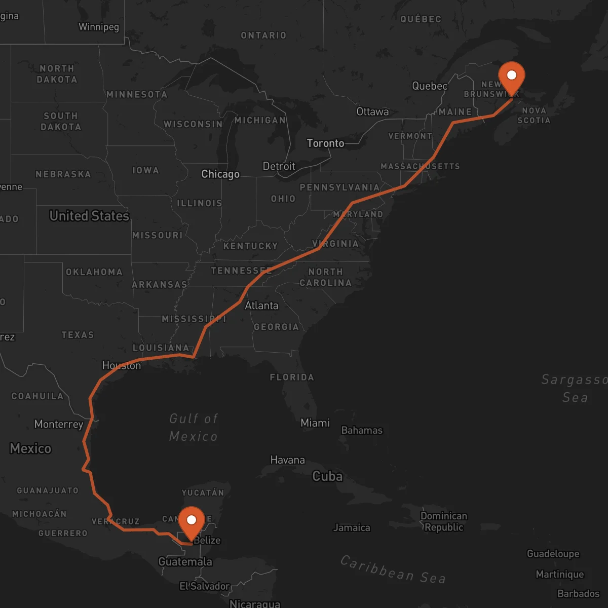 Ruta Moncton - Flores