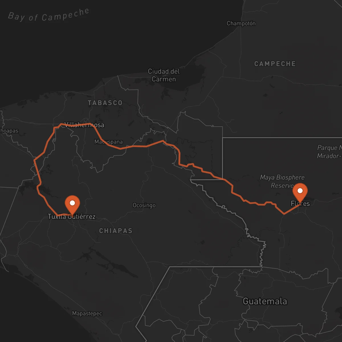 Ruta Flores - Tuxtla Gutiérrez