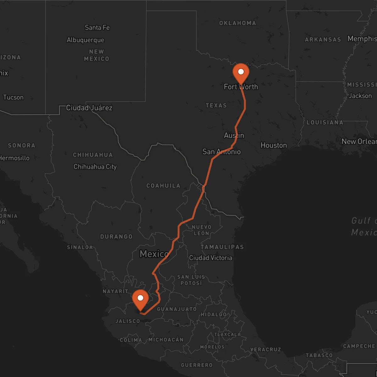 Ruta Guadalajara - Fort Worth