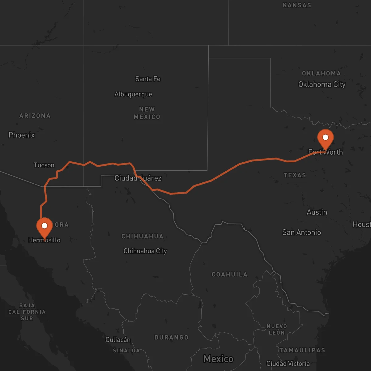 Ruta Hermosillo - Fort Worth