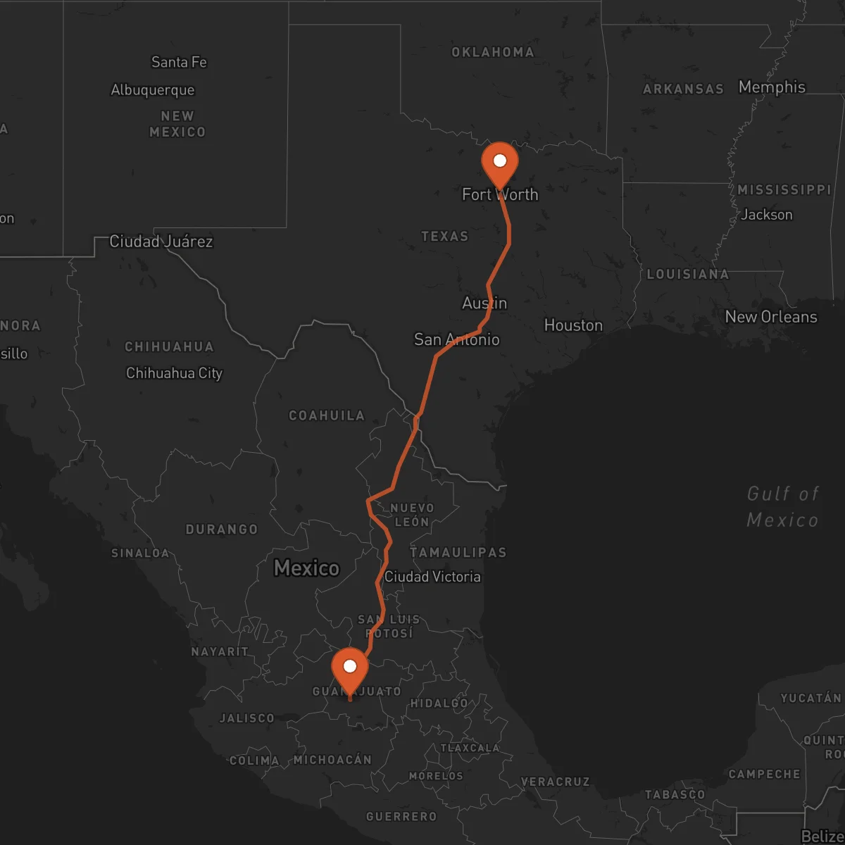 Ruta Fort Worth - Irapuato