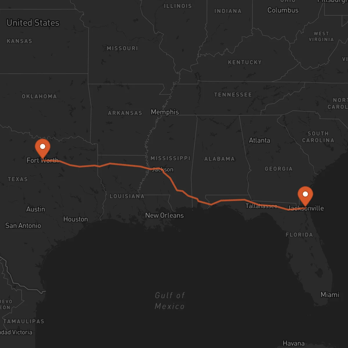 Ruta Jacksonville - Fort Worth