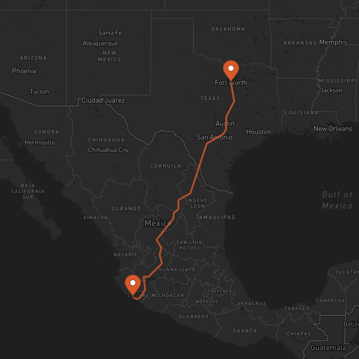 Ruta Manzanillo - Fort Worth