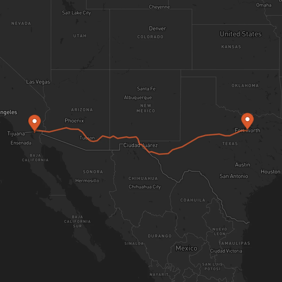 Ruta Mexicali - Fort Worth