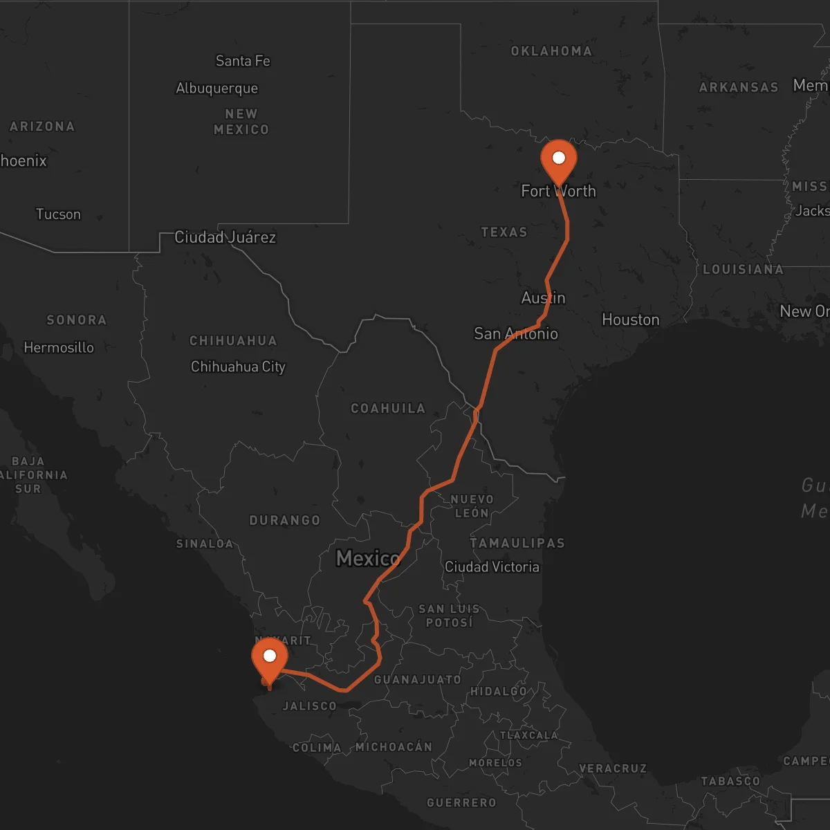 Ruta Puerto Vallarta - Fort Worth