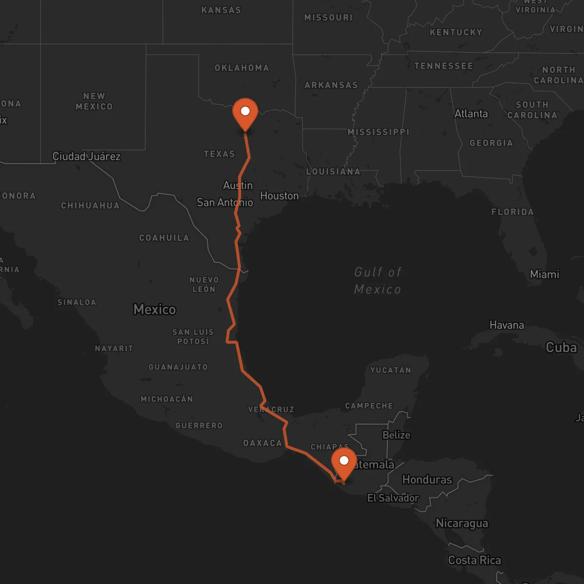 Ruta Fort Worth - Retalhuleu